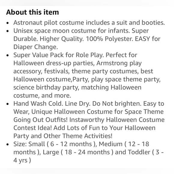 🆕NASA Kids White Astronaut Costume - Picture 2 of 13